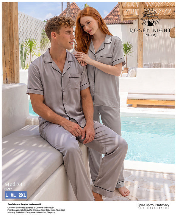 Satin Couple Pajama Set Mod. 341