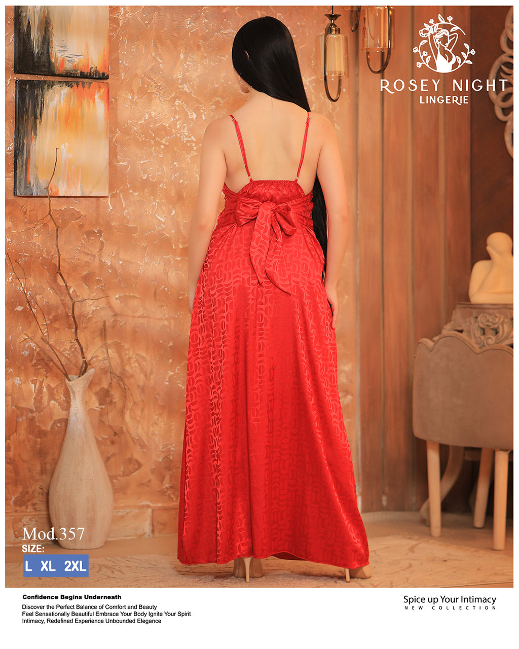 Lace Satin Criss-Cross Nightdress (Code 357)