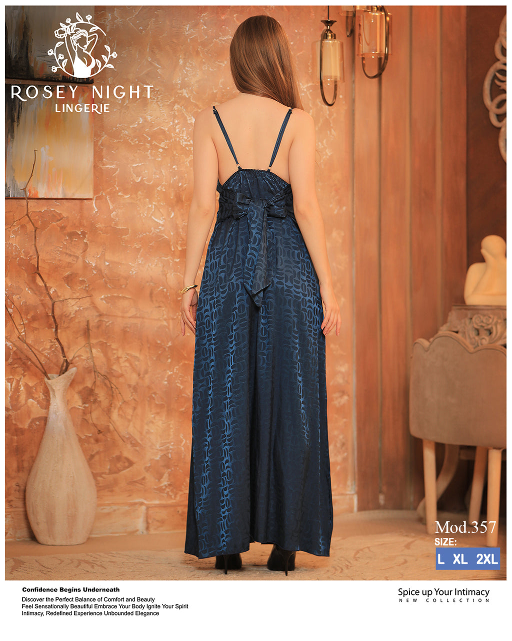 Lace Satin Criss-Cross Nightdress (Code 357)