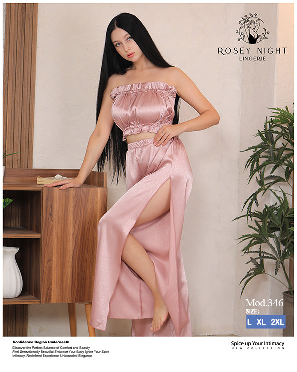 Satin Ruffle Lounge Set Mod.346