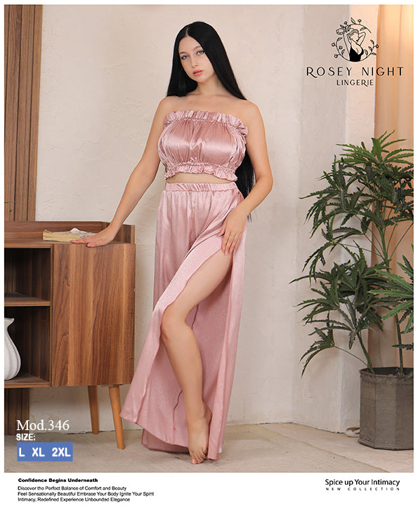 Satin Ruffle Lounge Set Mod.346