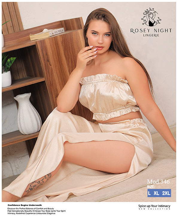 Satin Ruffle Lounge Set Mod.346