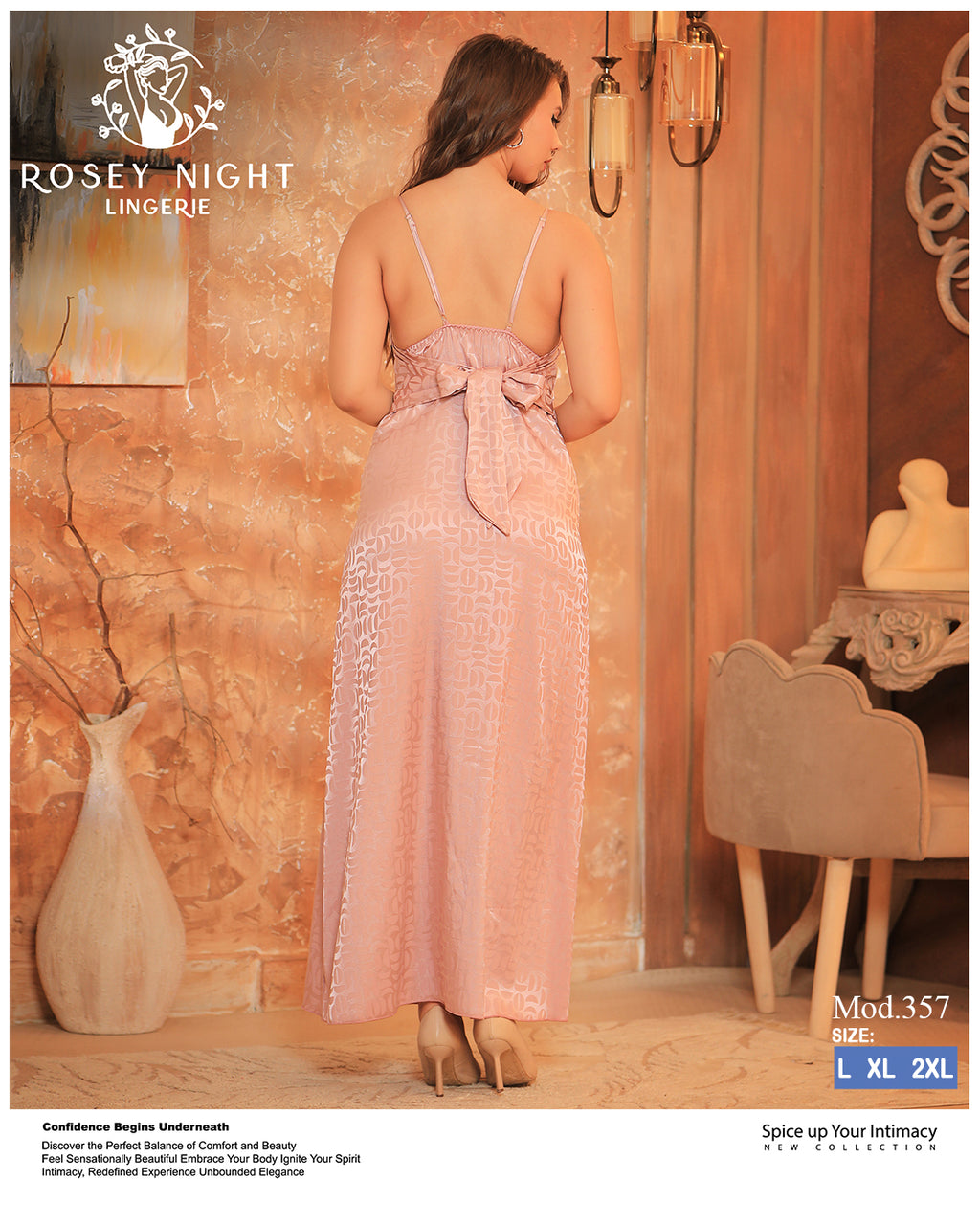 Lace Satin Criss-Cross Nightdress (Code 357)