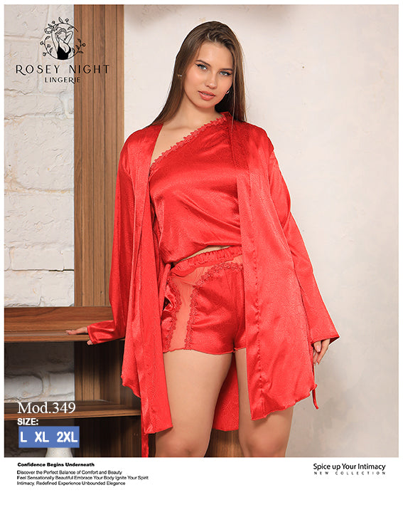 Rosey Satin 3 Piece Set Mod.349
