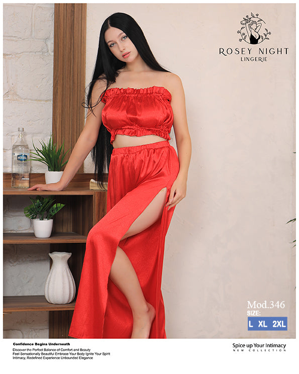 Satin Ruffle Lounge Set Mod.346
