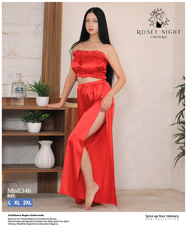 Satin Ruffle Lounge Set Mod.346