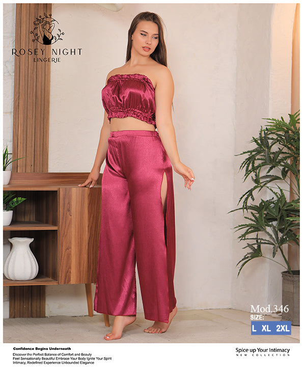 Satin Ruffle Lounge Set Mod.346