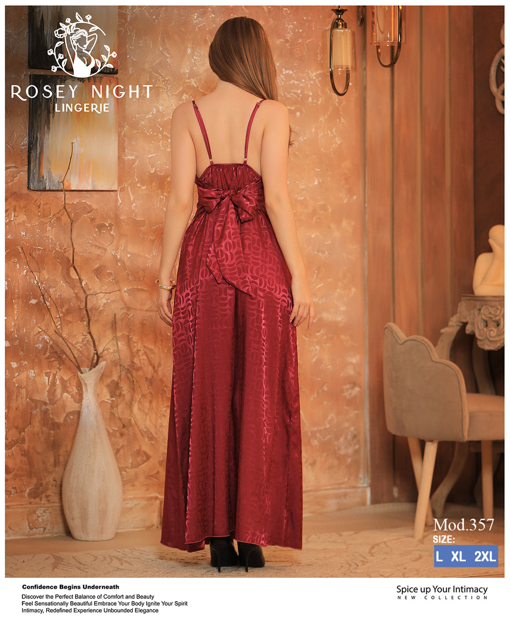 Lace Satin Criss-Cross Nightdress (Code 357)