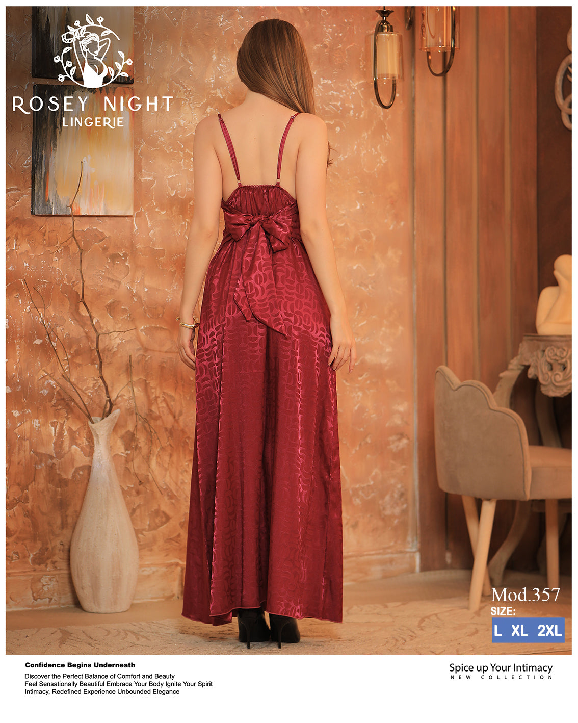 Lace Satin Criss-Cross Nightdress (Code 357)