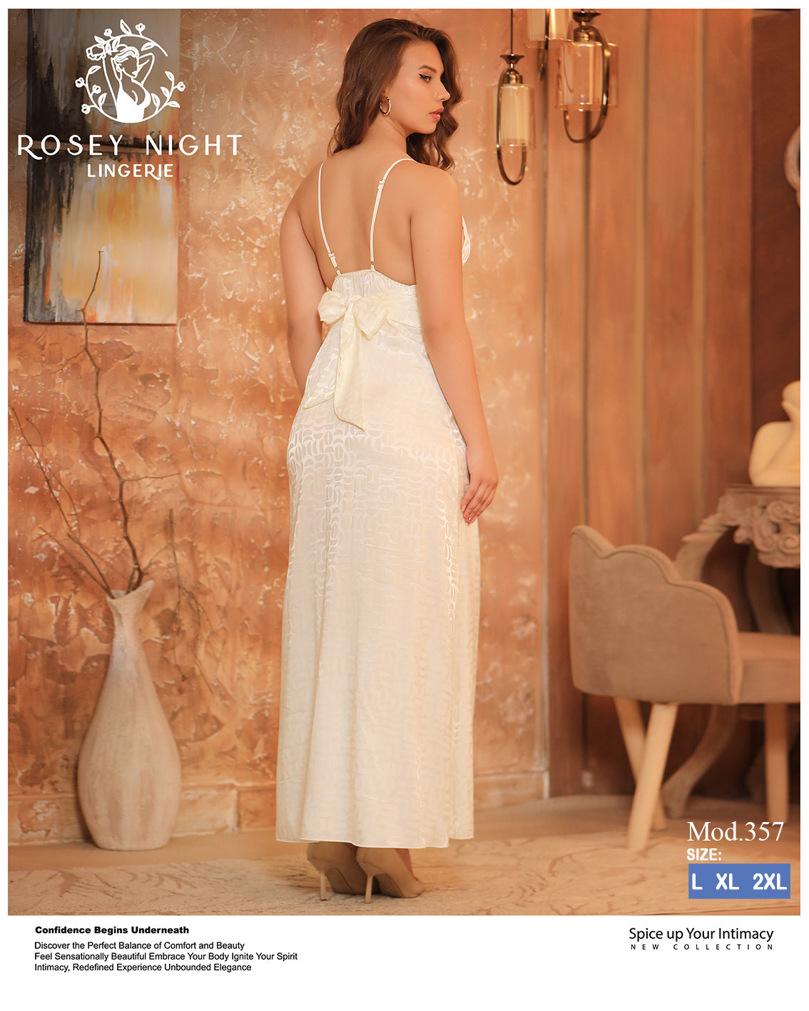 Lace Satin Criss-Cross Nightdress (Code 357)