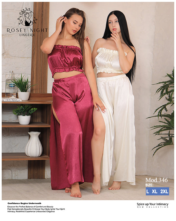 Satin Ruffle Lounge Set Mod.346