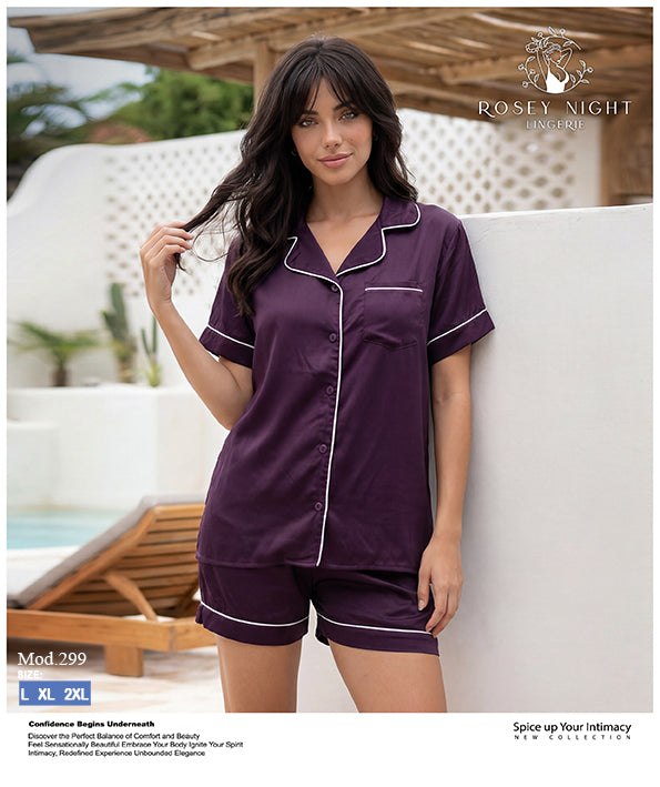 Satin Classic Pajama Top Mod.299