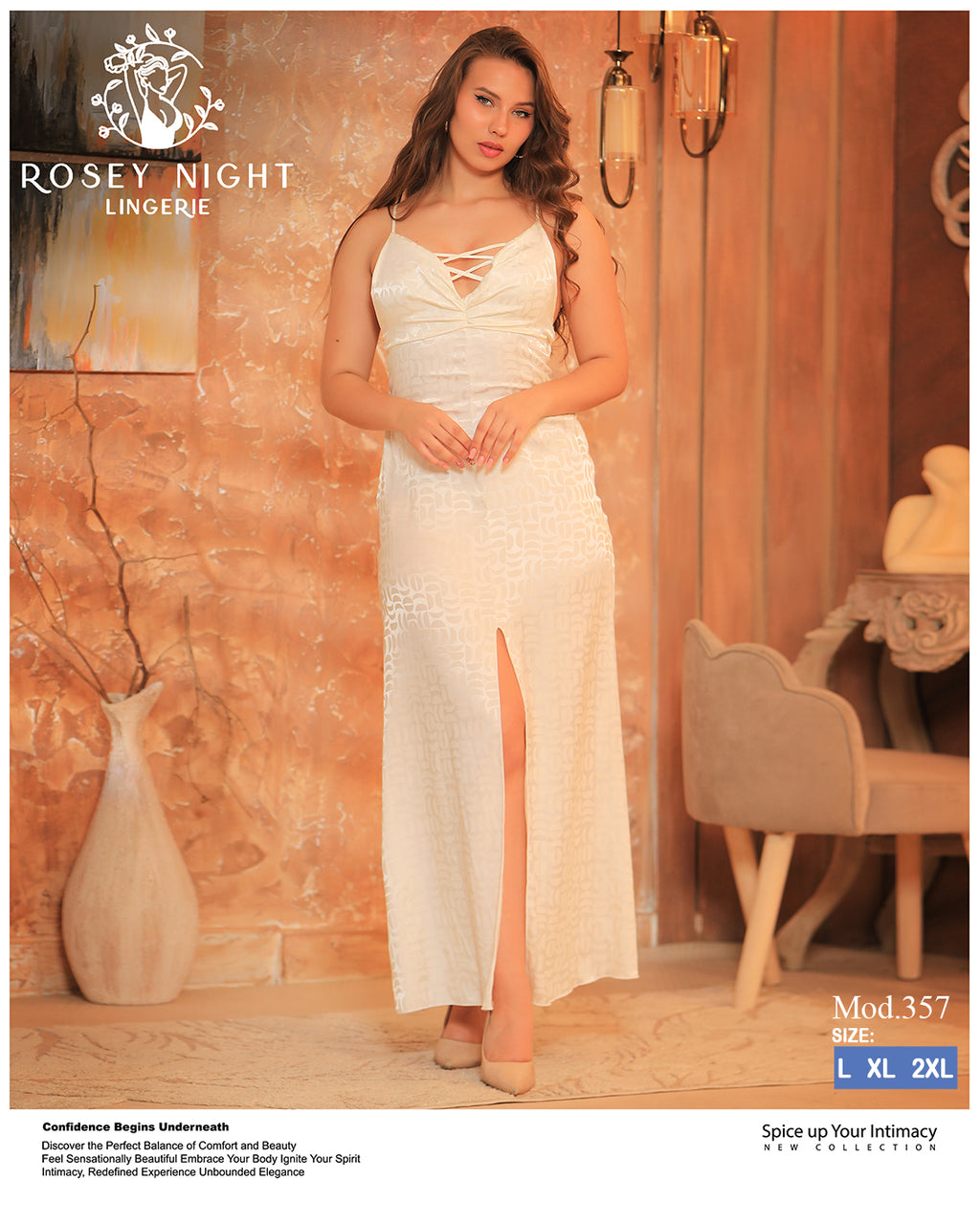 Lace Satin Criss-Cross Nightdress (Code 357)