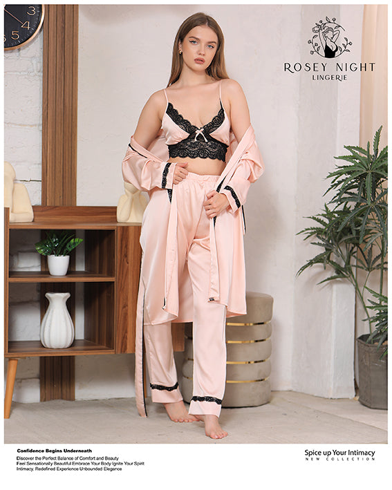 Satin Noir Lace Set Mod.340