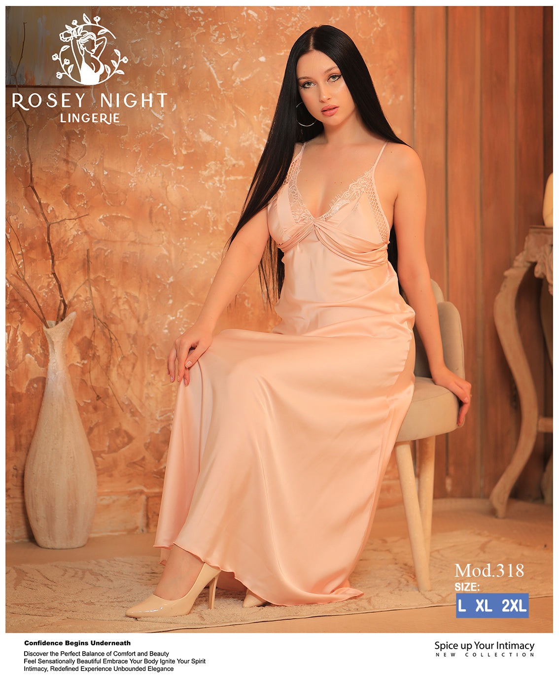Satin Lace Nightdress (Code 318)