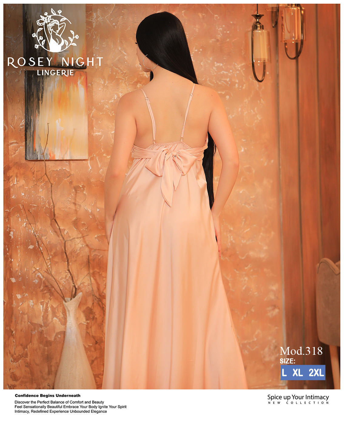 Satin Lace Nightdress (Code 318)