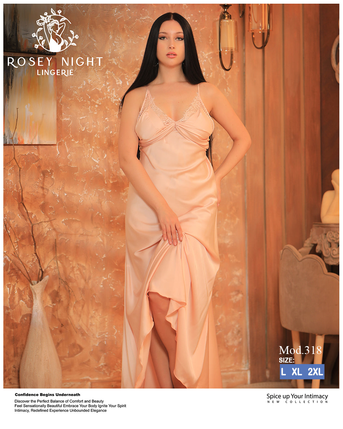 Satin Lace Nightdress (Code 318)