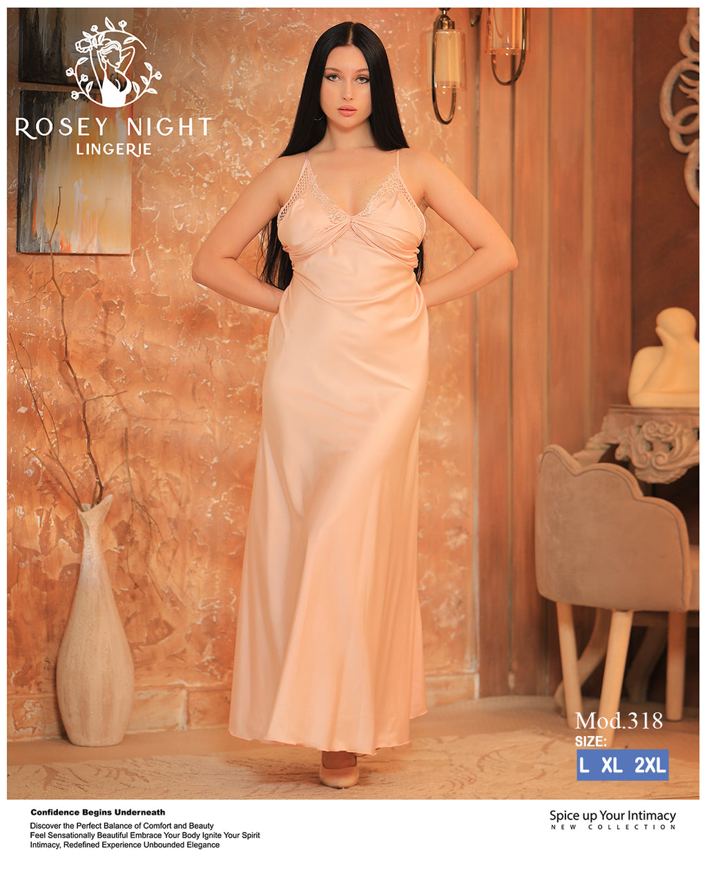 Satin Lace Nightdress (Code 318)
