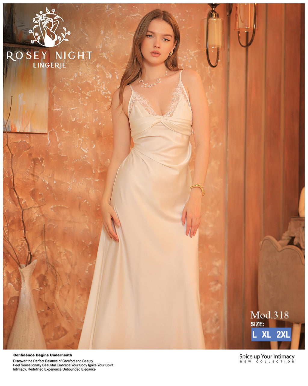 Satin Lace Nightdress (Code 318)