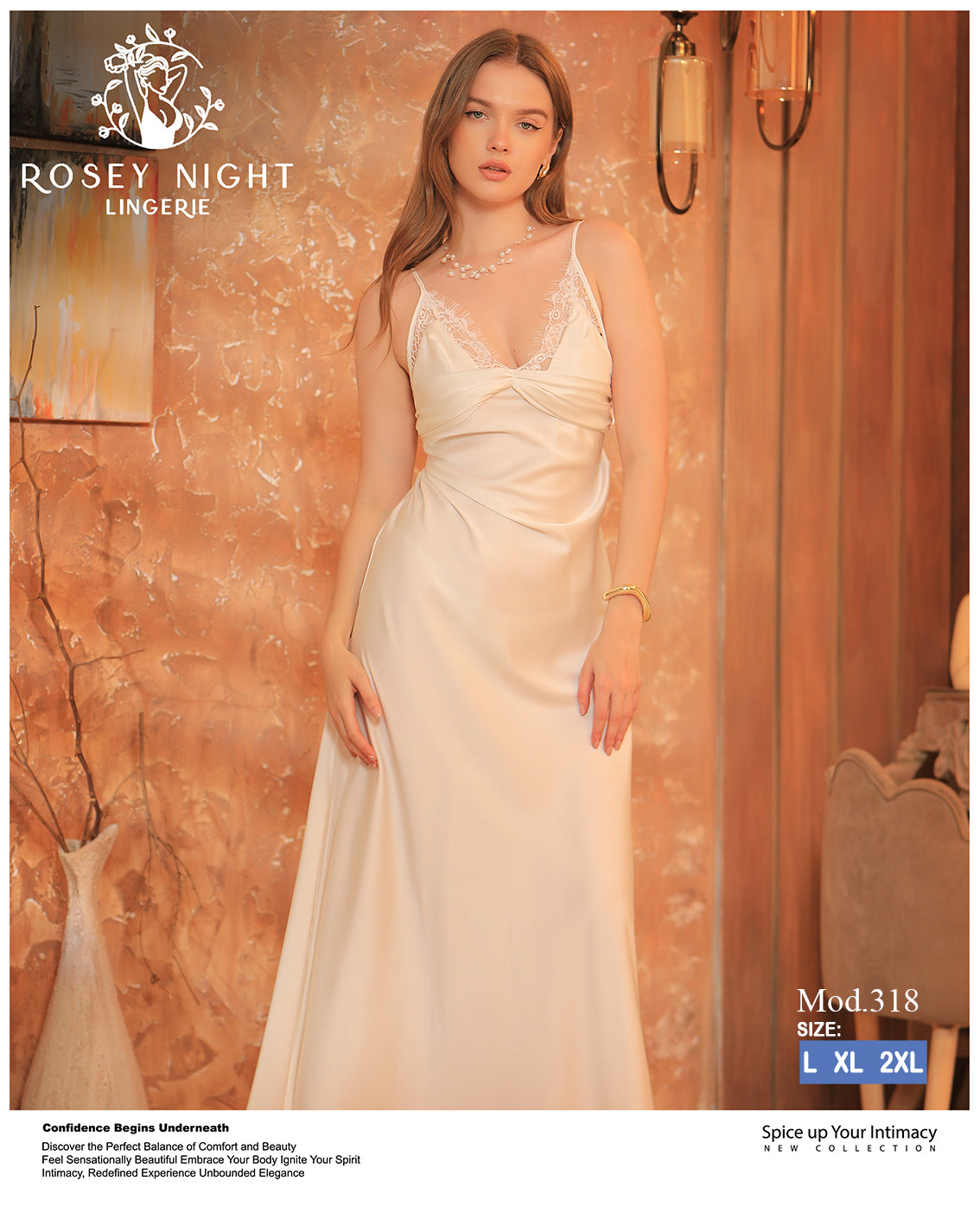Satin Lace Nightdress (Code 318)