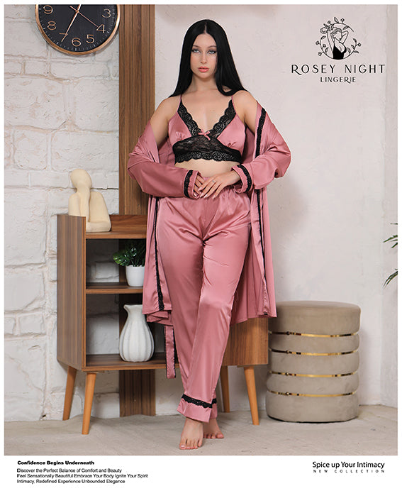 Satin Noir Lace Set Mod.340