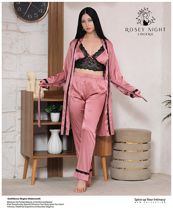 Satin Noir Lace Set Mod.340