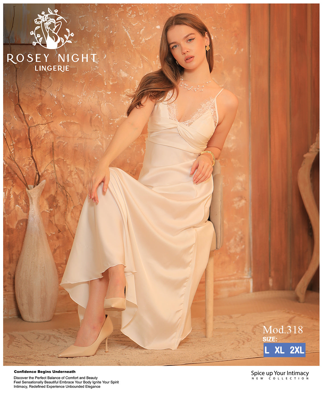 Satin Lace Nightdress (Code 318)