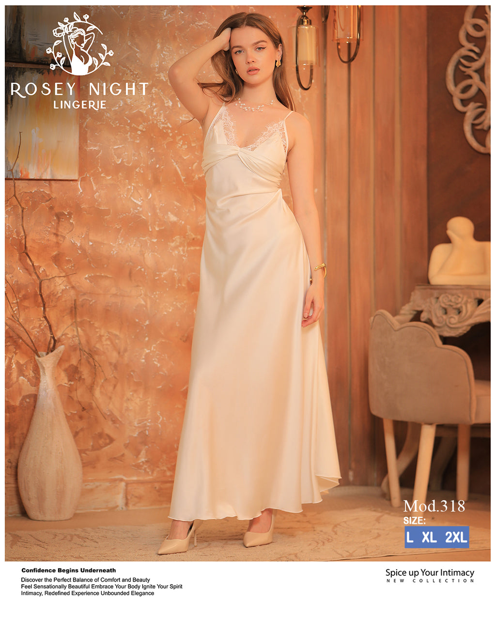Satin Lace Nightdress (Code 318)