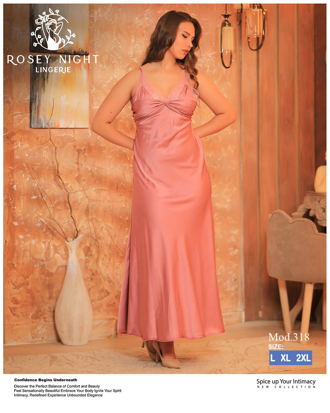 Satin Lace Nightdress (Code 318)