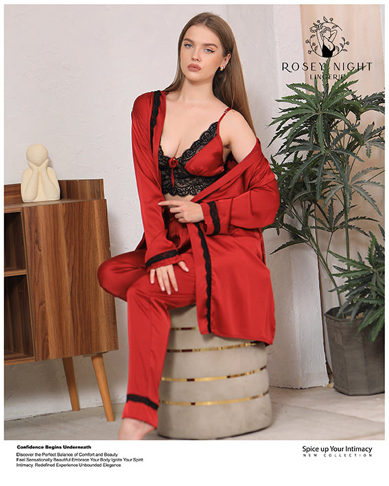 Satin Noir Lace Set Mod.340