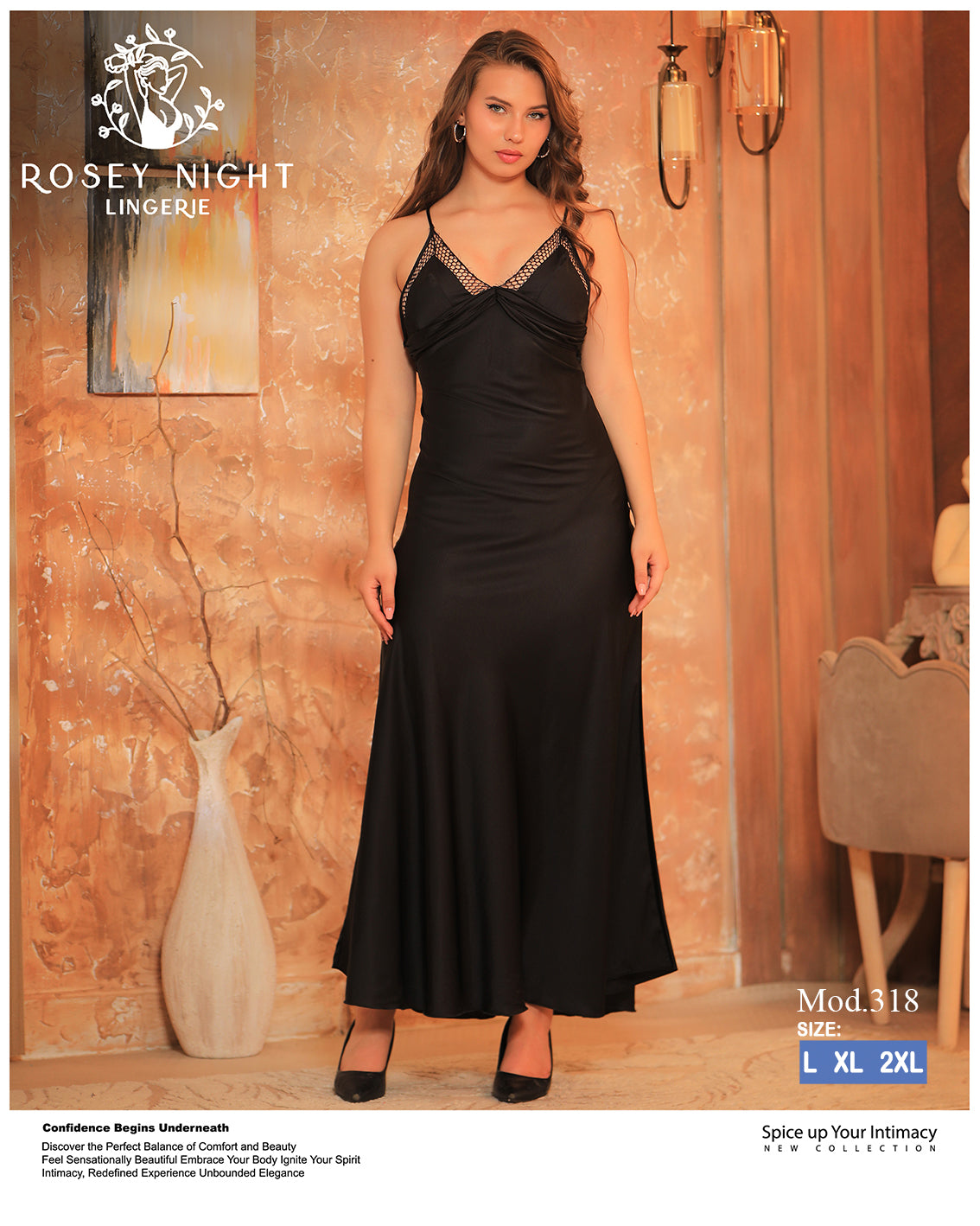 Satin Lace Nightdress (Code 318)