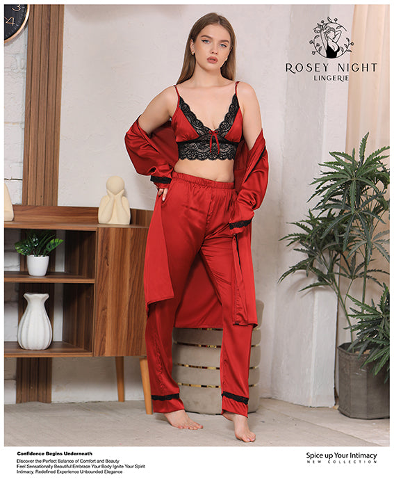 Satin Noir Lace Set Mod.340