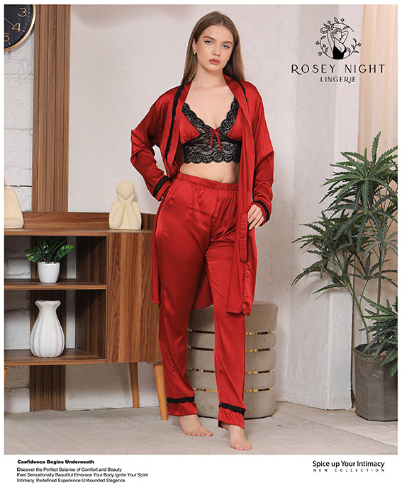 Satin Noir Lace Set Mod.340