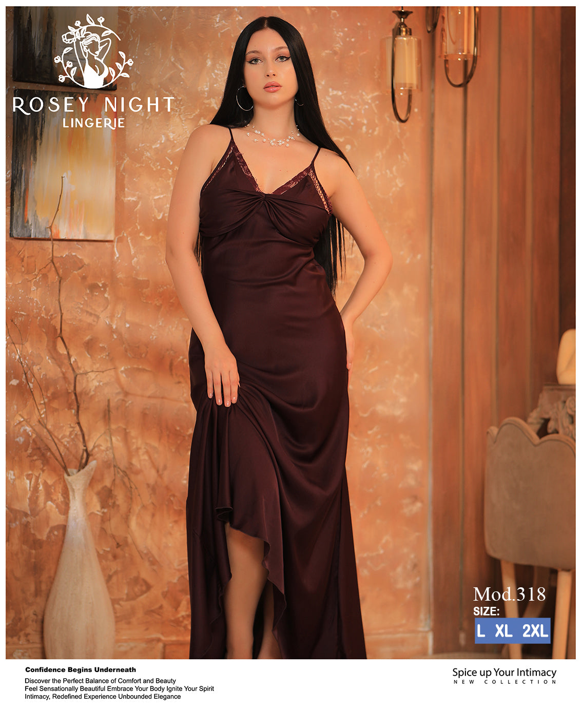 Satin Lace Nightdress (Code 318)