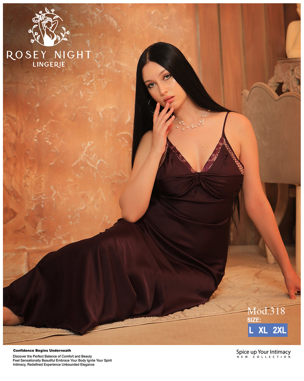 Satin Lace Nightdress (Code 318)