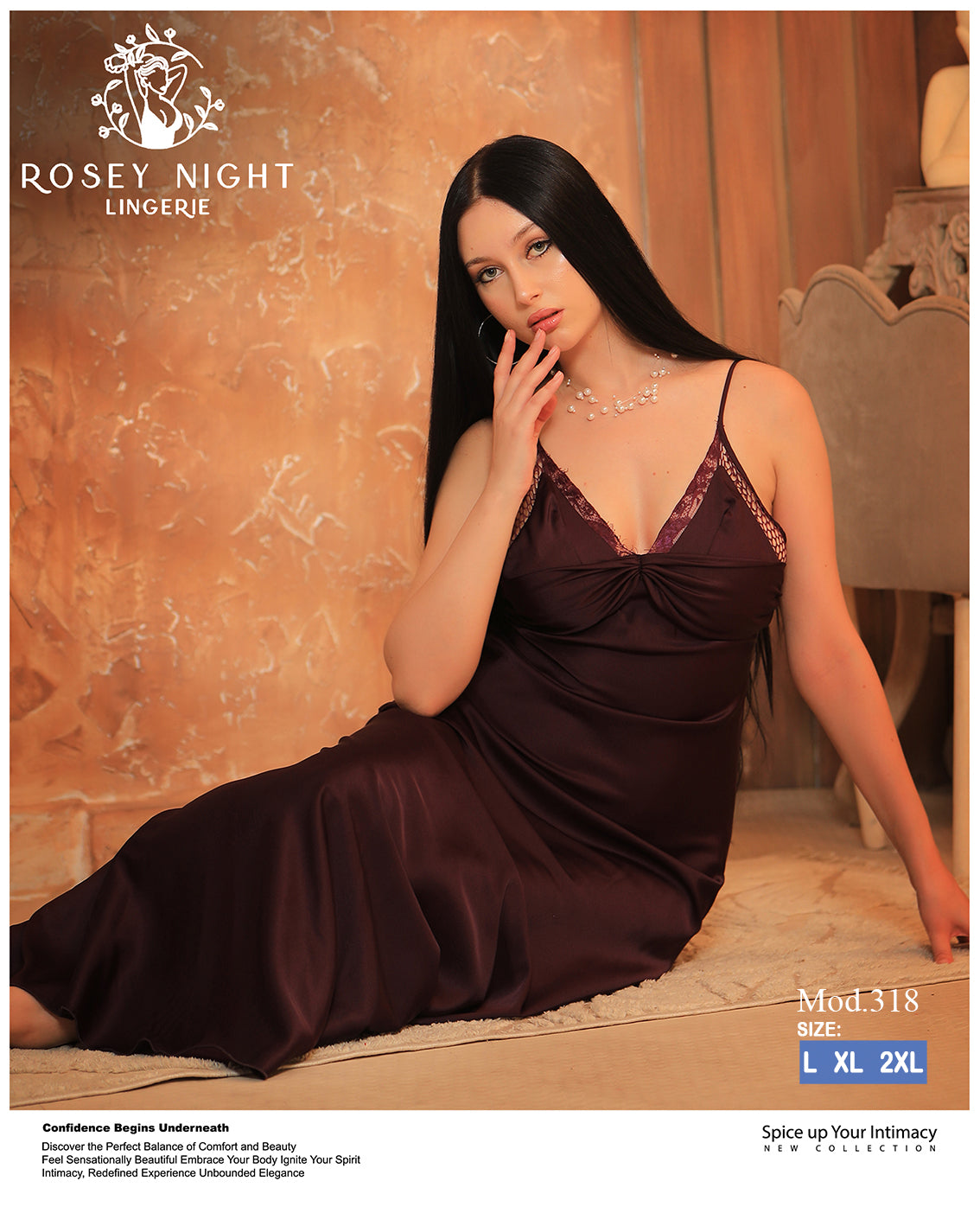 Satin Lace Nightdress (Code 318)