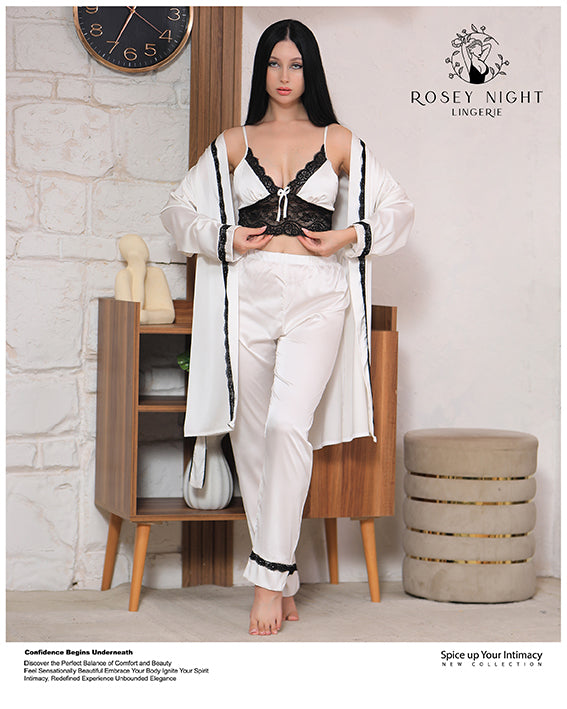 Satin Noir Lace Set Mod.340