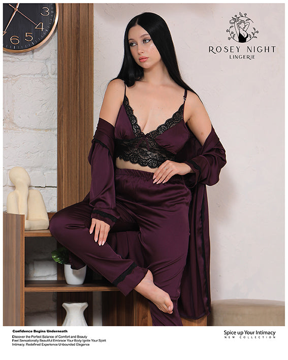 Satin Noir Lace Set Mod.340
