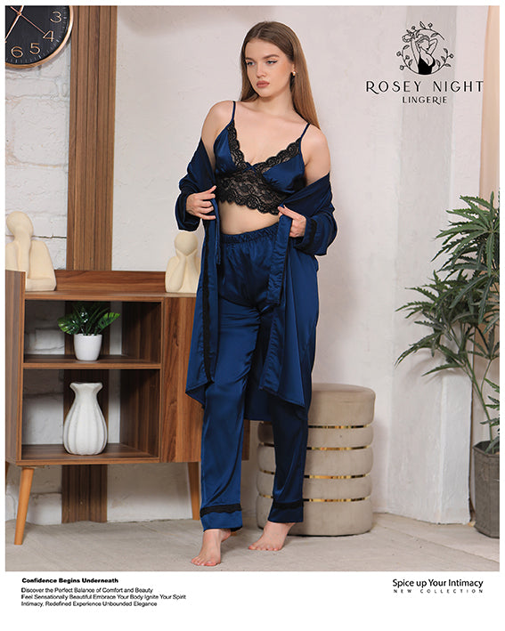 Satin Noir Lace Set Mod.340