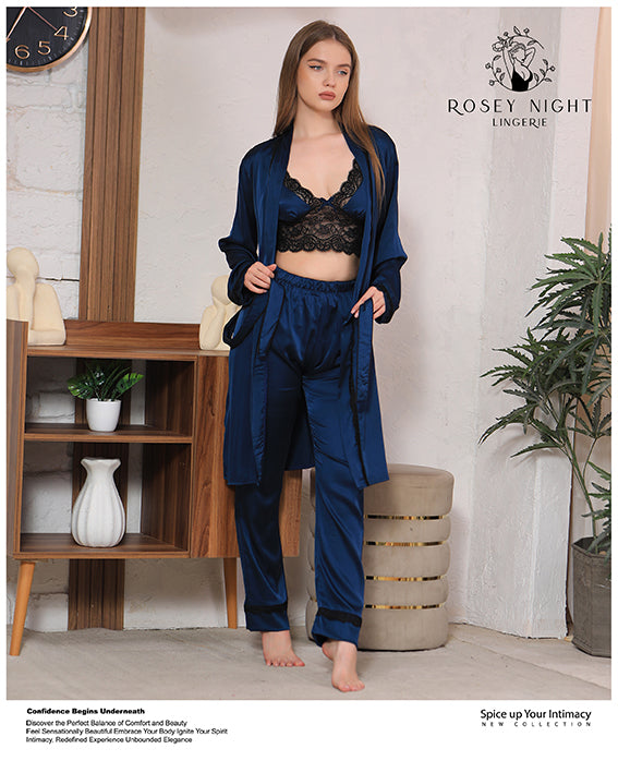 Satin Noir Lace Set Mod.340