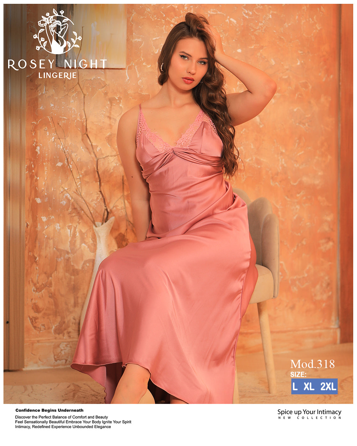 Satin Lace Nightdress (Code 318)