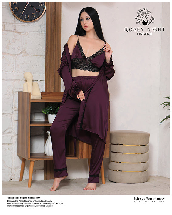 Satin Noir Lace Set Mod.340