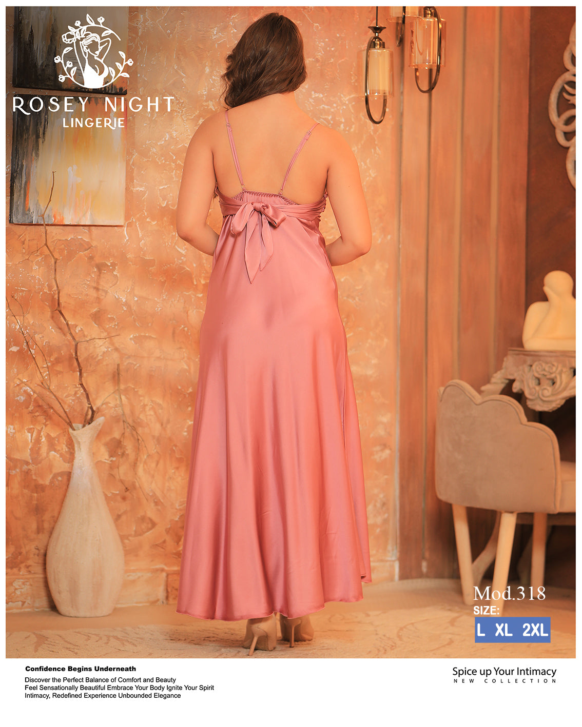 Satin Lace Nightdress (Code 318)