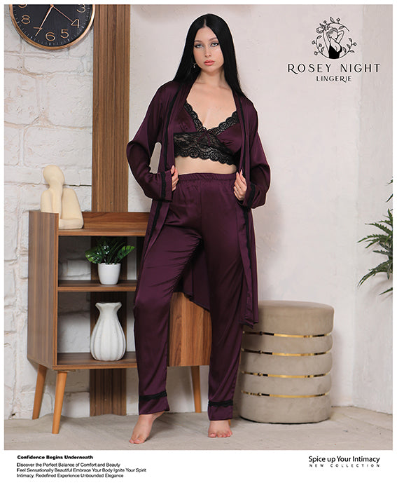 Satin Noir Lace Set Mod.340