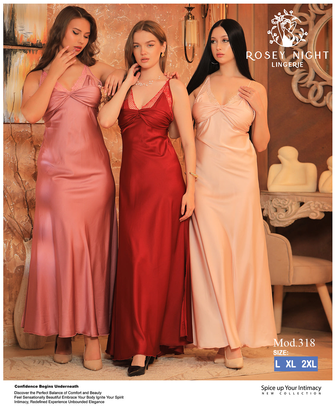 Satin Lace Nightdress (Code 318)