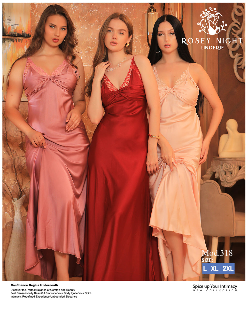 Satin Lace Nightdress (Code 318)