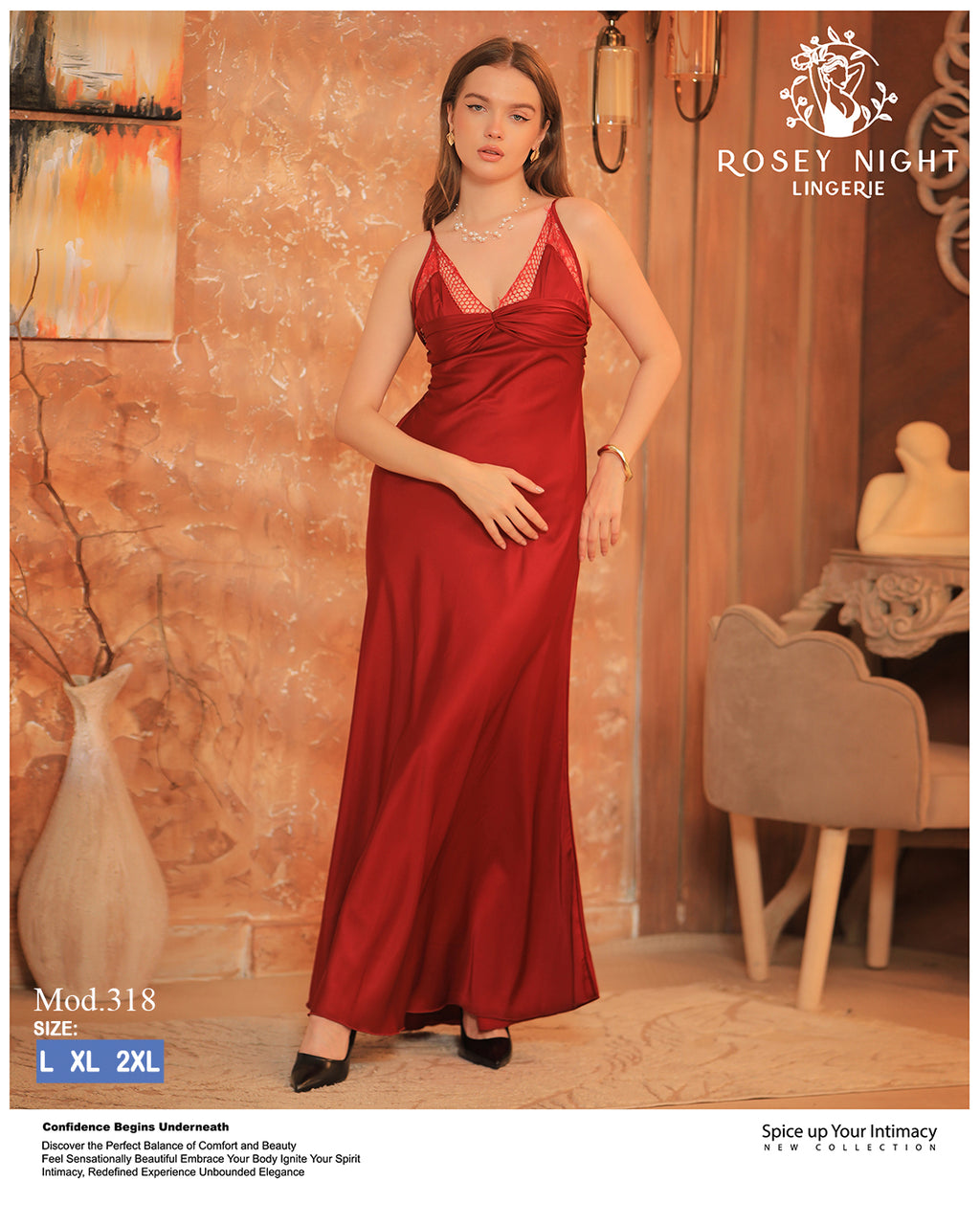Satin Lace Nightdress (Code 318)