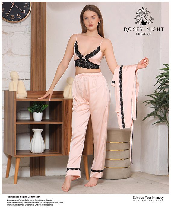Satin Noir Lace Set Mod.340