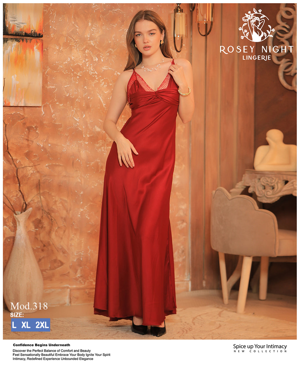 Satin Lace Nightdress (Code 318)
