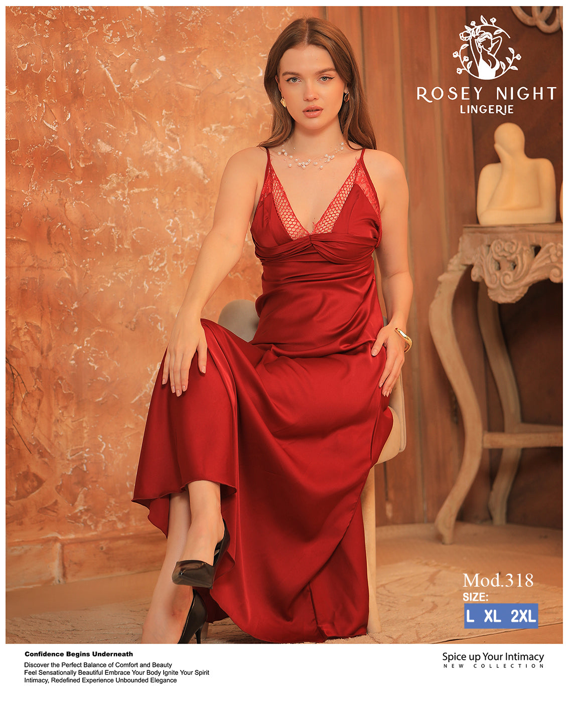 Satin Lace Nightdress (Code 318)